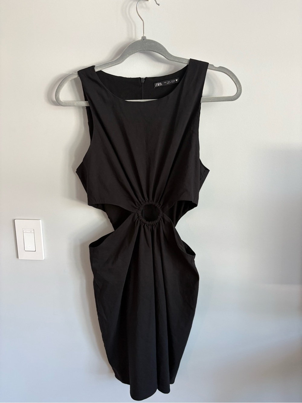Zara Black Mini Dress with Central Cutout Ring